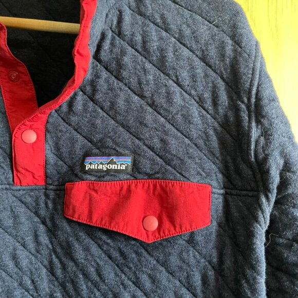 Patagonia Quilted Snap T Pullover Mens Medium Blue Organic Cotton - Picture 2 of 10